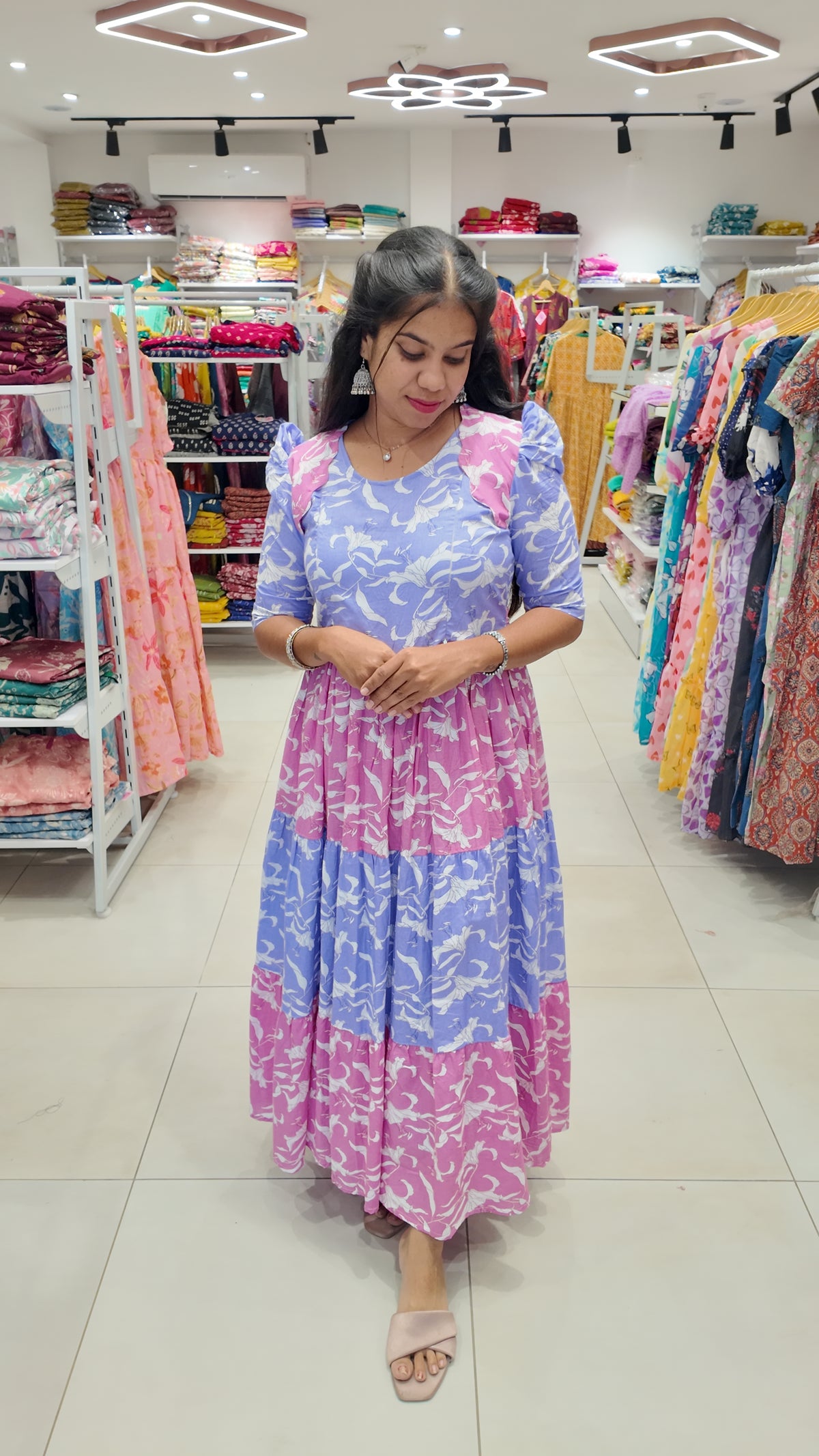 Premium Cotton Printed Maxi- Feeding | With Lining
