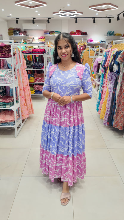 Premium Cotton Printed Maxi- Feeding | With Lining