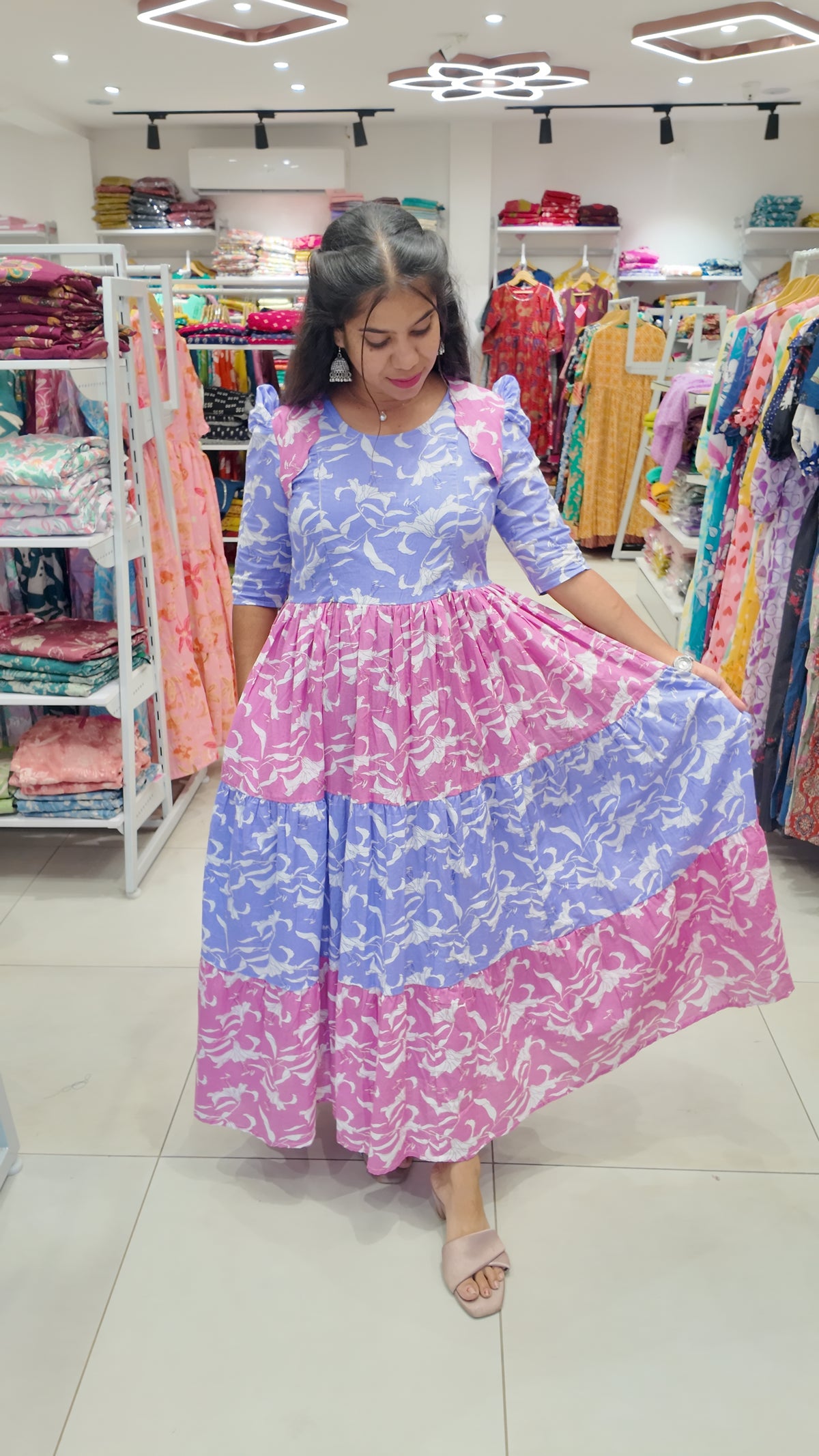 Premium Cotton Printed Maxi- Feeding | With Lining