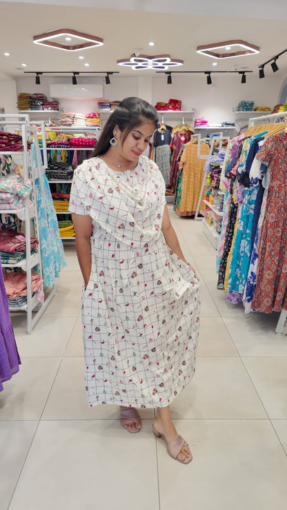 FRL009- 2 in 1 Maxi with Detachable Duppatta and Centre Zip