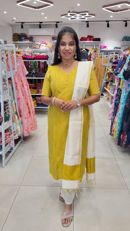 Premium Raw Silk Salwar Set-(Top,Bottom,Duppatta) Feeding FC0654