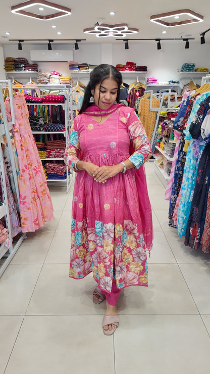 Premium Cotton Anarkali Salwar Set-(Top,Bottom,Duppatta)- Feeding/Non Feeding FC0670