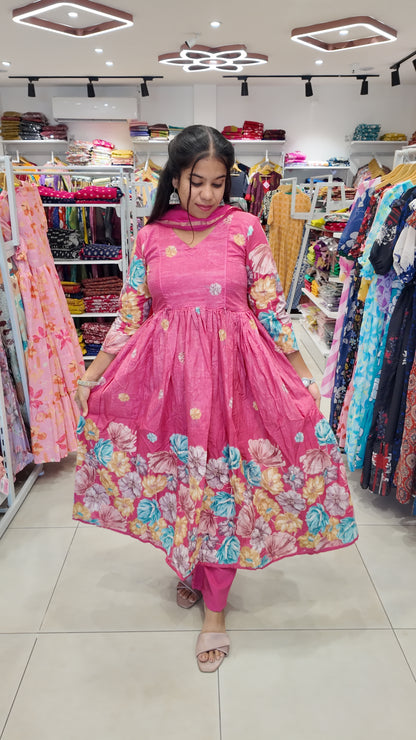 Premium Cotton Anarkali Salwar Set-(Top,Bottom,Duppatta)- Feeding/Non Feeding FC0670
