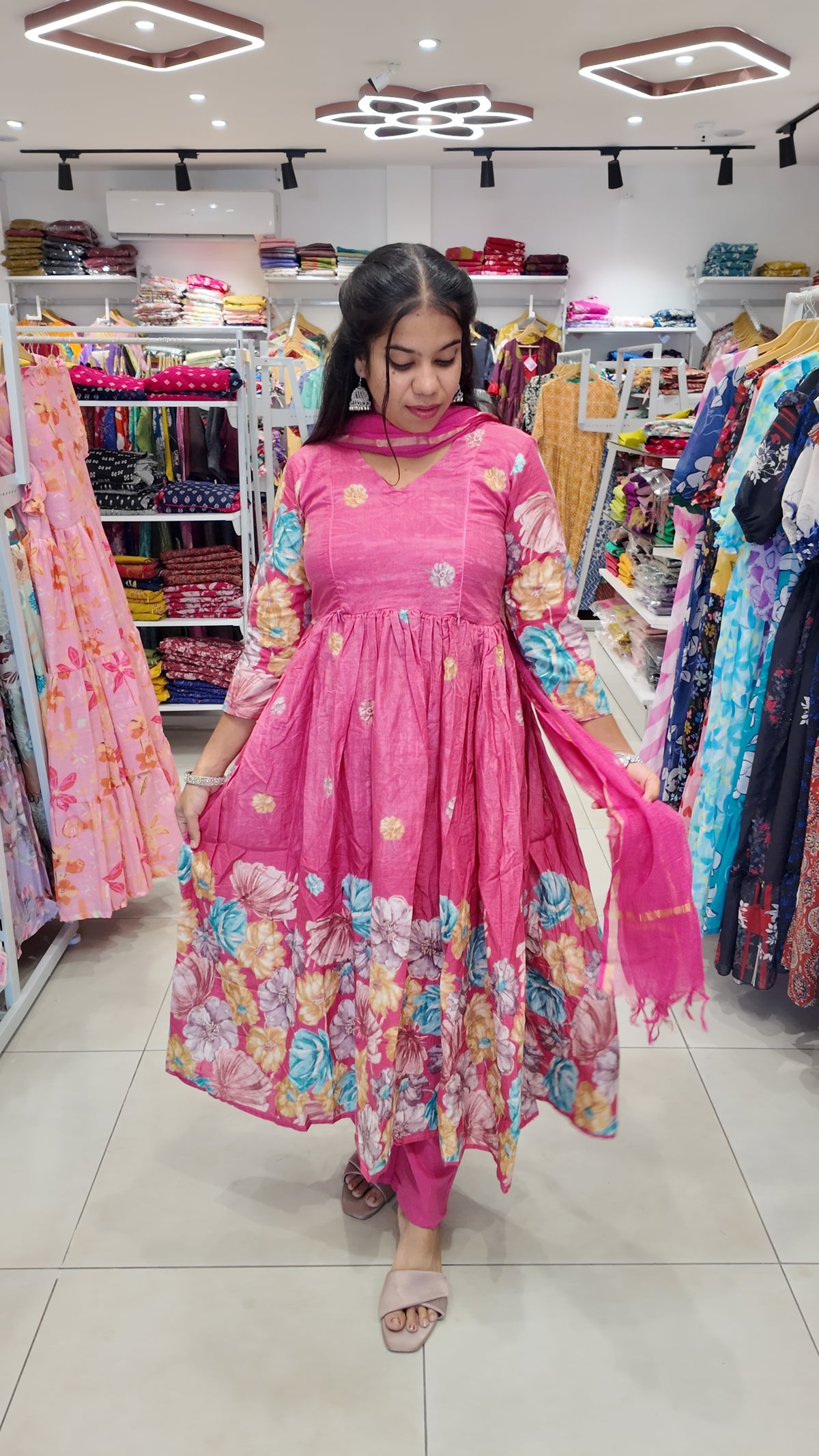Premium Cotton Anarkali Salwar Set-(Top,Bottom,Duppatta)- Feeding/Non Feeding FC0670