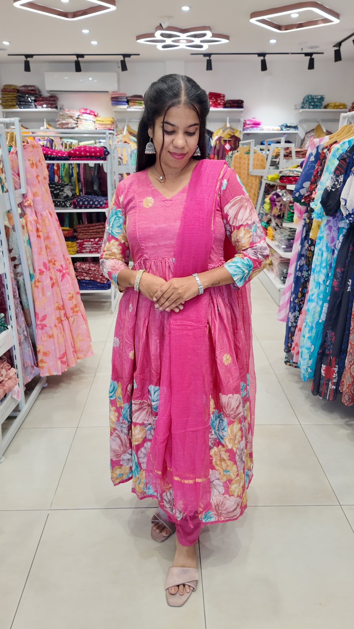 Premium Cotton Anarkali Salwar Set-(Top,Bottom,Duppatta)- Feeding/Non Feeding FC0670