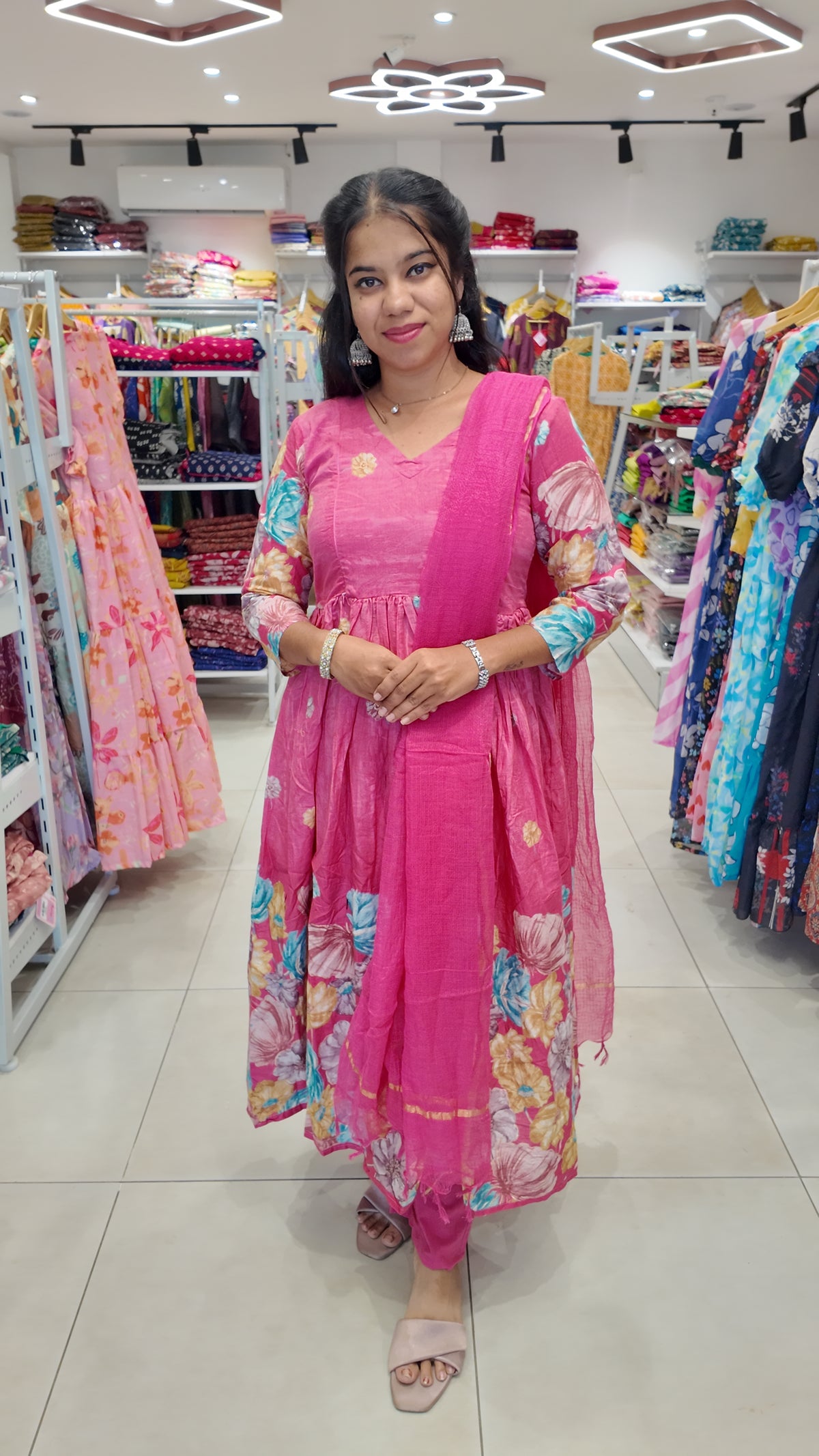 Premium Cotton Anarkali Salwar Set-(Top,Bottom,Duppatta)- Feeding/Non Feeding FC0670
