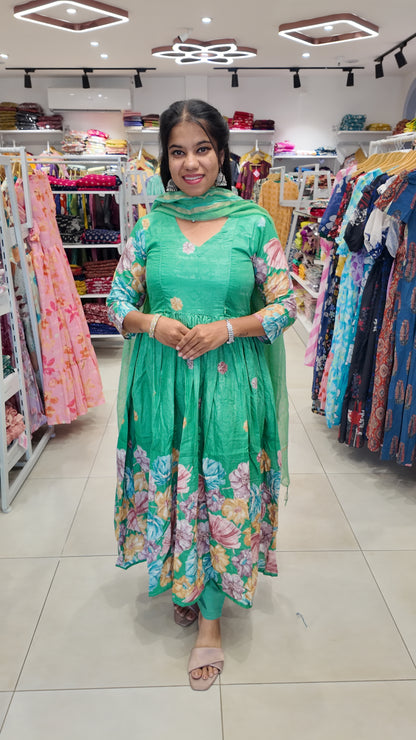 Premium Cotton Anarkali Salwar Set-(Top,Bottom,Duppatta)- Feeding/Non Feeding FC0671