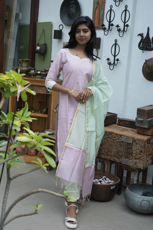 Premium Raw Silk Salwar Set-(Top,Bottom,Duppatta)-Non Feeding Only FC0354
