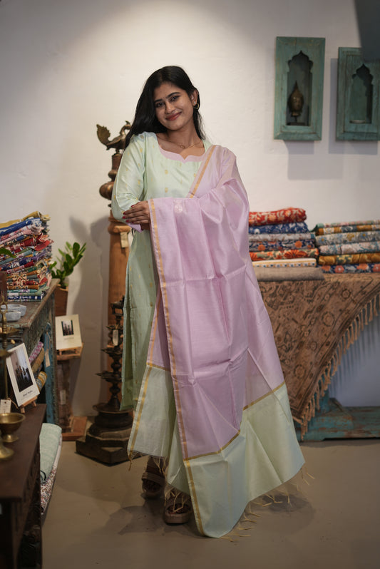 Premium Raw Silk Salwar Set-(Top,Bottom,Duppatta)-Non Feeding Only FC0353