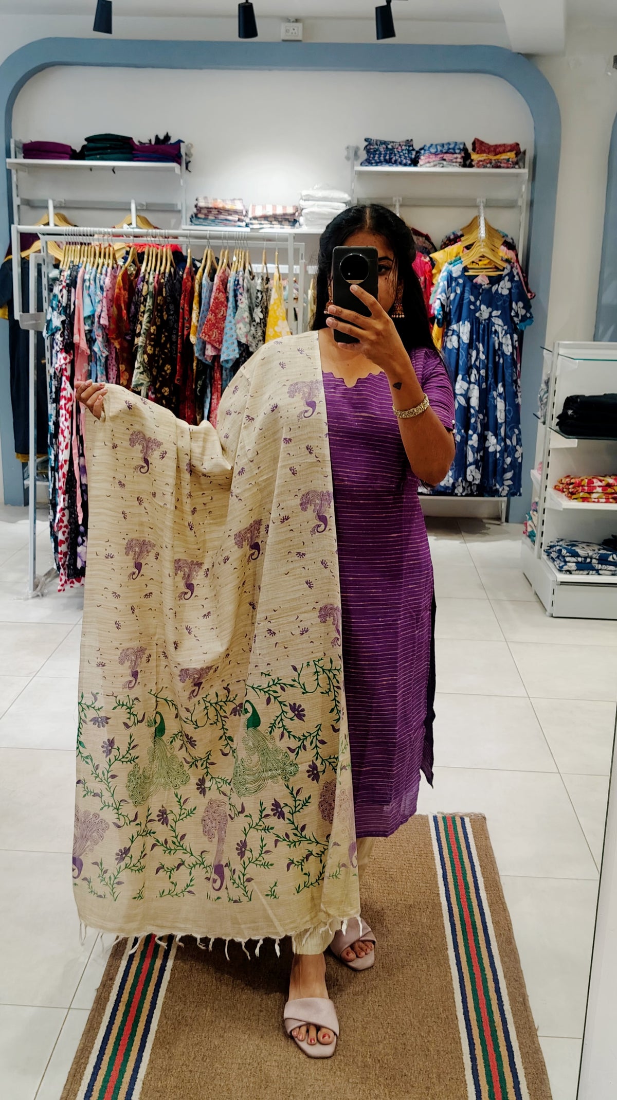 Premium Silk Cotton Salwar Set-(Top,Bottom,Duppatta)- Feeding (With lining)