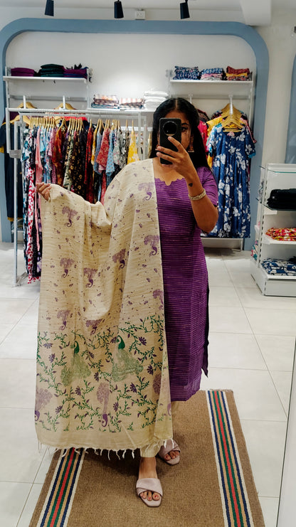 Premium Silk Cotton Salwar Set-(Top,Bottom,Duppatta)- Feeding (With lining)