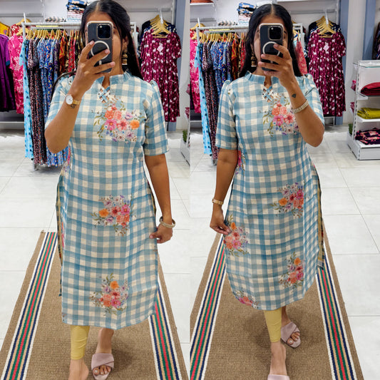 Premium Digital Printed Kurti (With Lining) Non-Feeding
