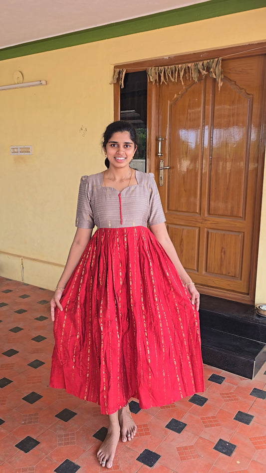 Premium Raw Silk Festive Maxi with Lining Non Feeding Only