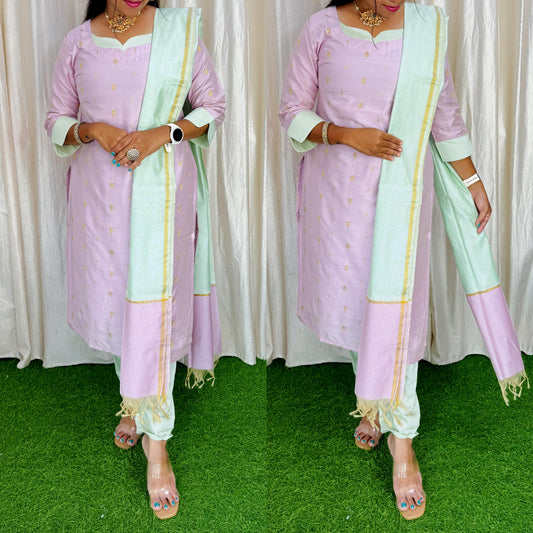 Premium Raw Silk Salwar Set-(Top,Bottom,Duppatta)-Non Feeding Only