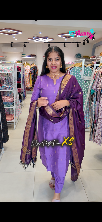 Premium Raw Silk Salwar Set-(Top,Bottom,Duppatta)-Non Feeding Only