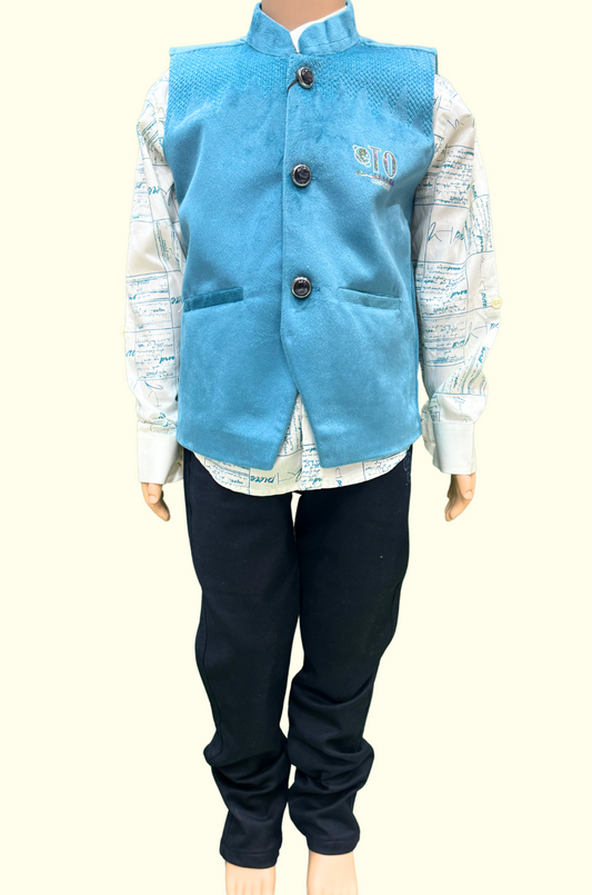 Sleeve Less Overcoat Set
