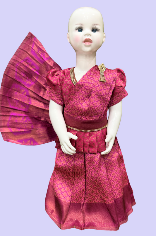 Half Saree Set Pink Color