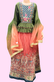 Traditional Embroidered Peplum and Printed Lehenga Set