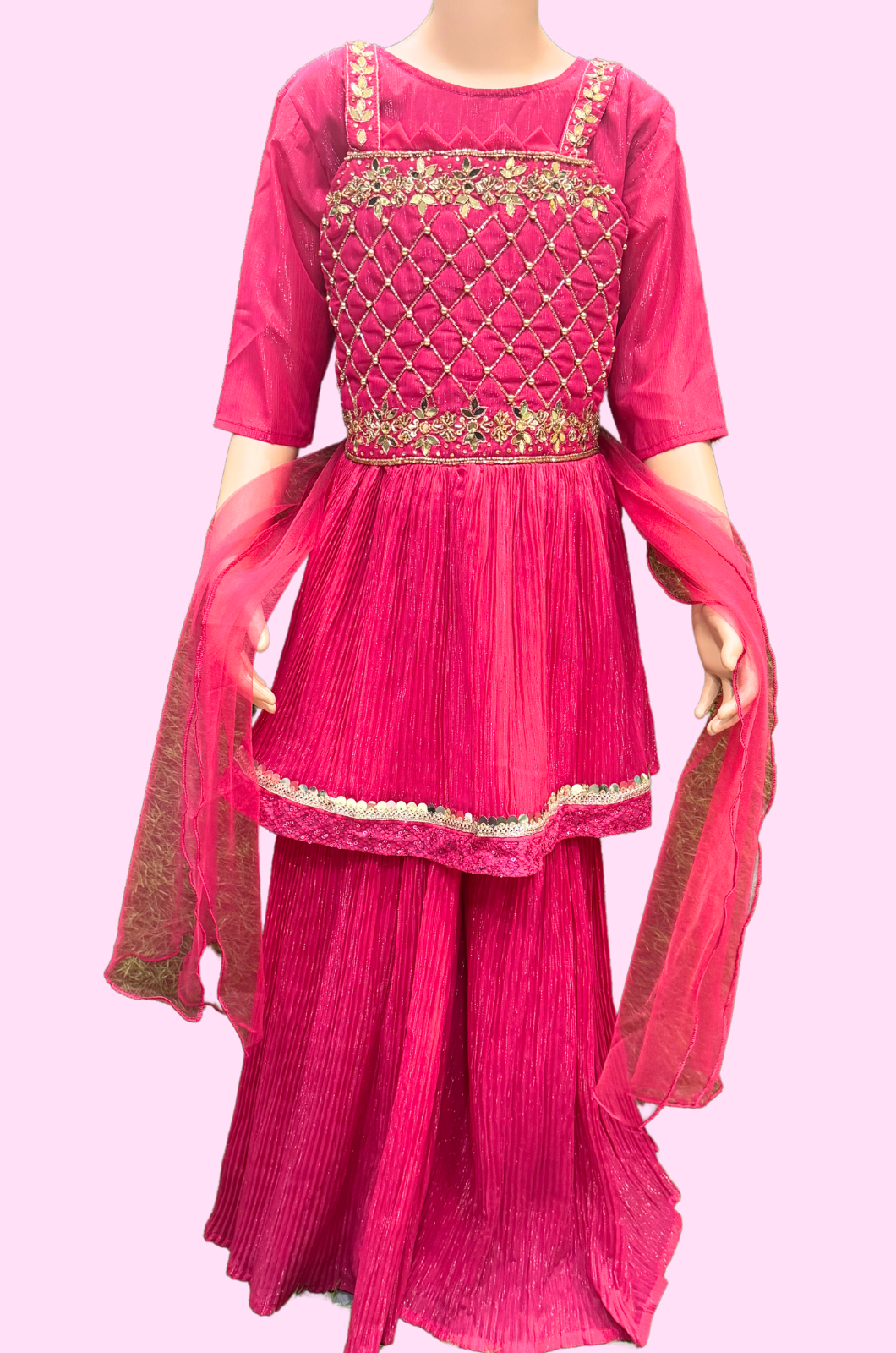 Sharara Suit with inner sleeve model