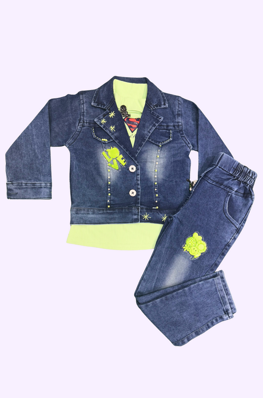 Girls Western Jean Coat And Pant 36