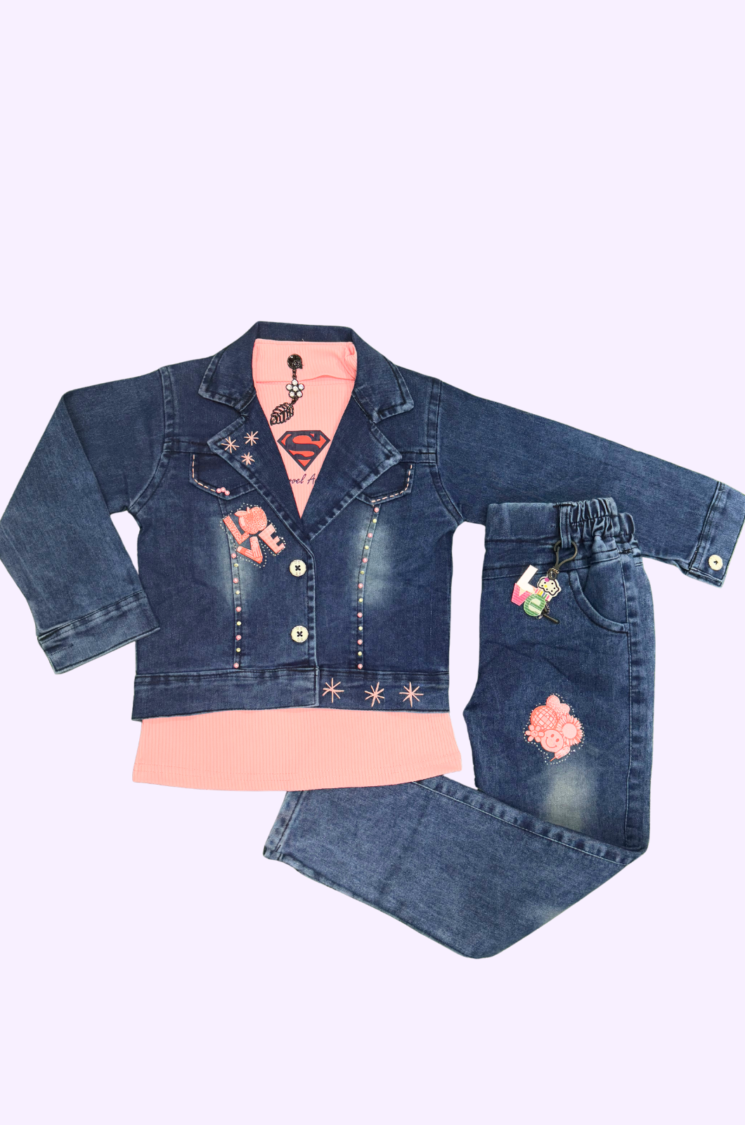 Girls Western Jean Coat And Pant 36