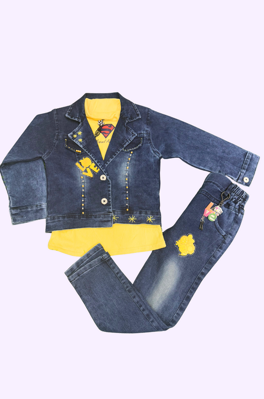 Girls Western Jean Coat And Pant 36