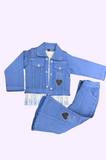 Girls Jean Coat T-shirt And Pant 34