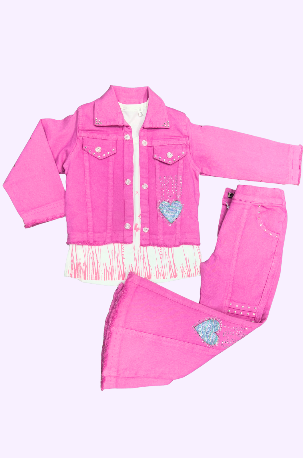 Girls Jean Coat T-shirt And Pant 34