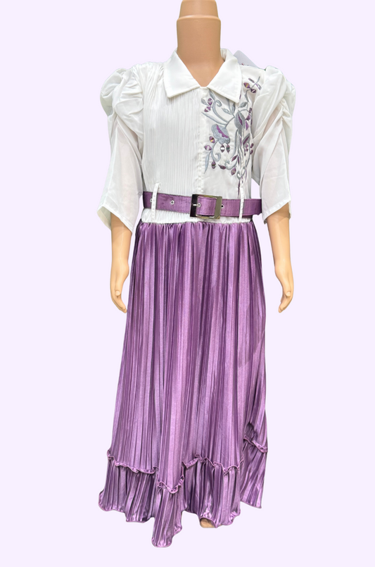 Girls White Top Western Frock 24