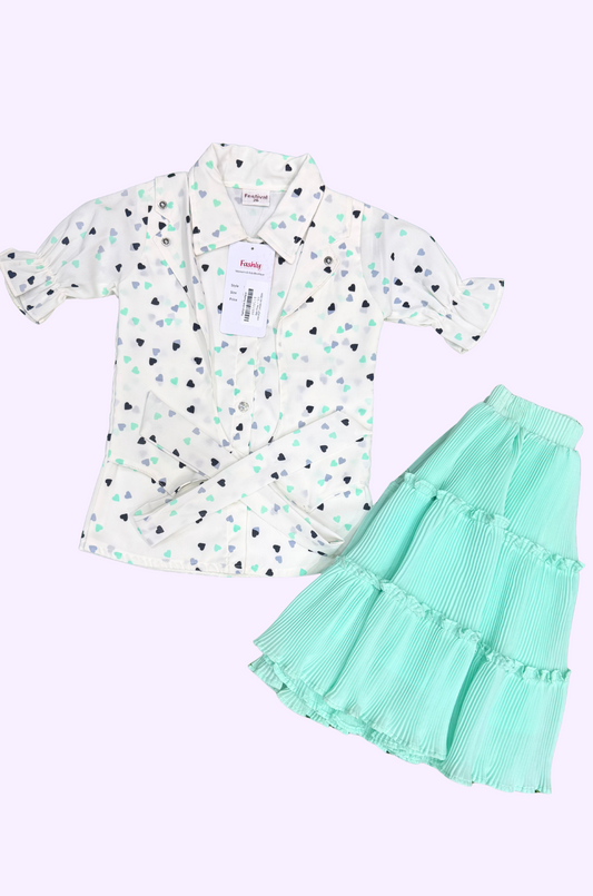 Green Doted Top/ Skirt -18