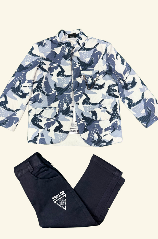 Printed Blue Coat Set