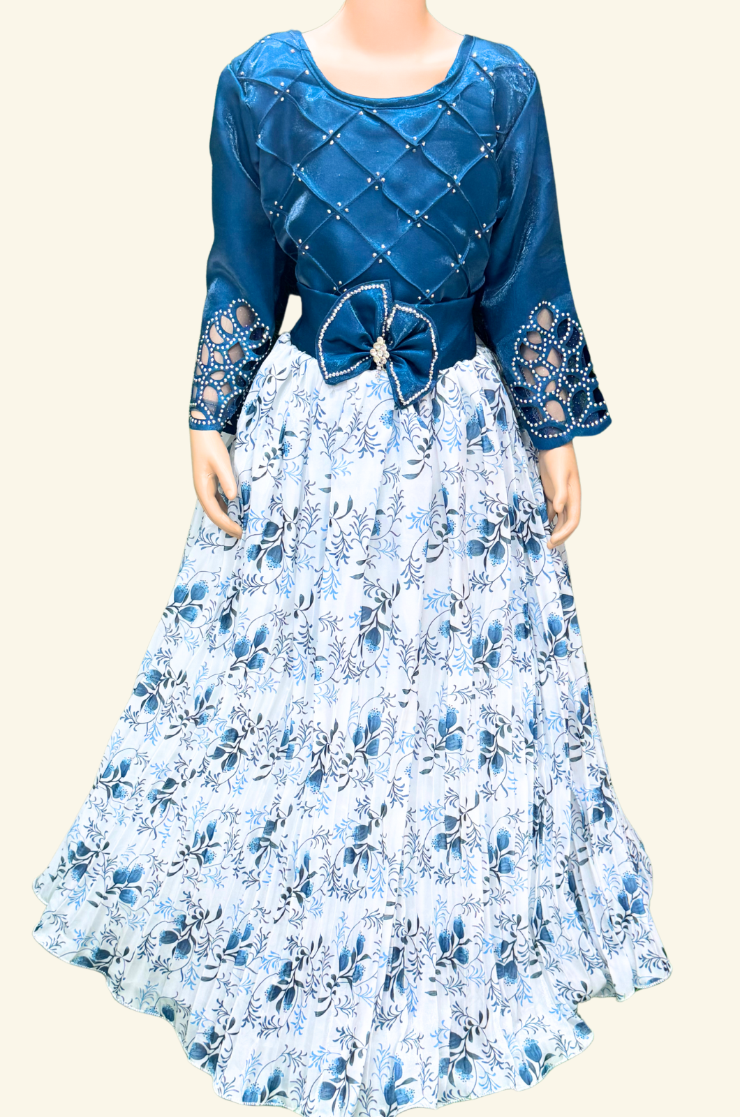 Checked Stone Full Frock-37