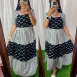 Black/Grey-Premium Cotton Blend Flex Fabric  Maxi with Cotton lining 025