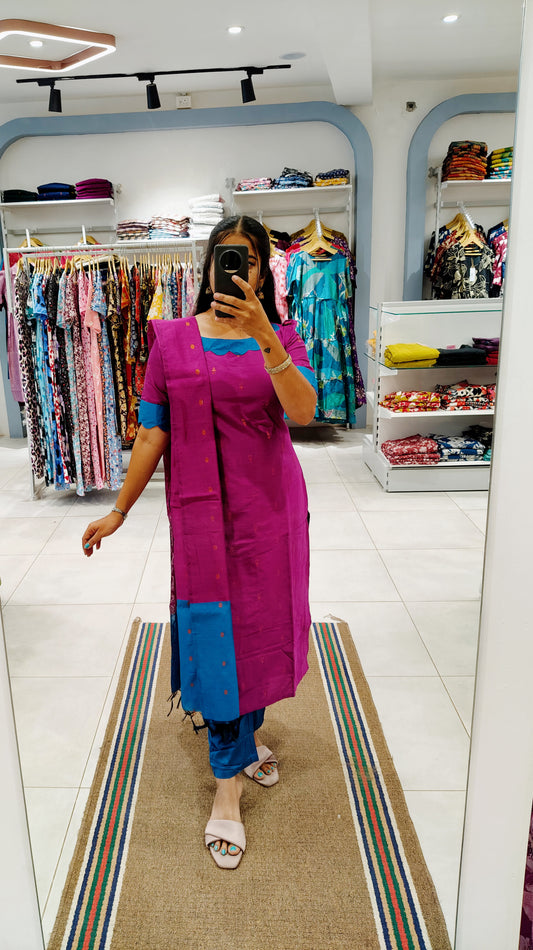 Premium Raw Silk Salwar Set-(Top,Bottom,Duppatta)-Non Feeding Only