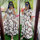 Feeding/Non Feeding Premium 3 tier Delta crepe Maxi ( with Lining )