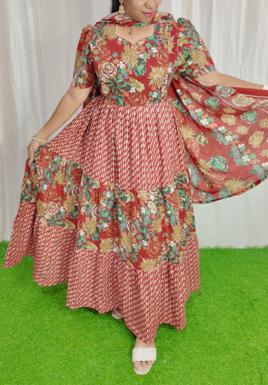 Premium Cotton Fabric Maxi and Duppata with Cotton lining FC0100