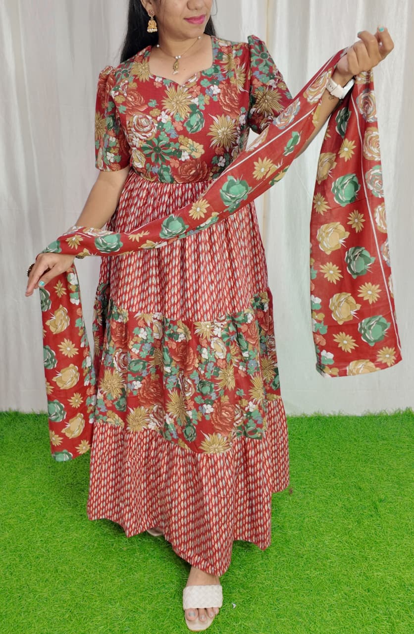 Premium Cotton Fabric Maxi and Duppata with Cotton lining FC0100