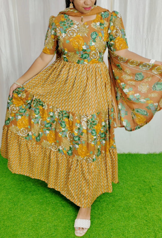 Premium Cotton Fabric Maxi and Duppata with Cotton lining FC0098