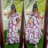 Feeding/Non Feeding Premium 3 tier Delta crepe Maxi ( with Lining )
