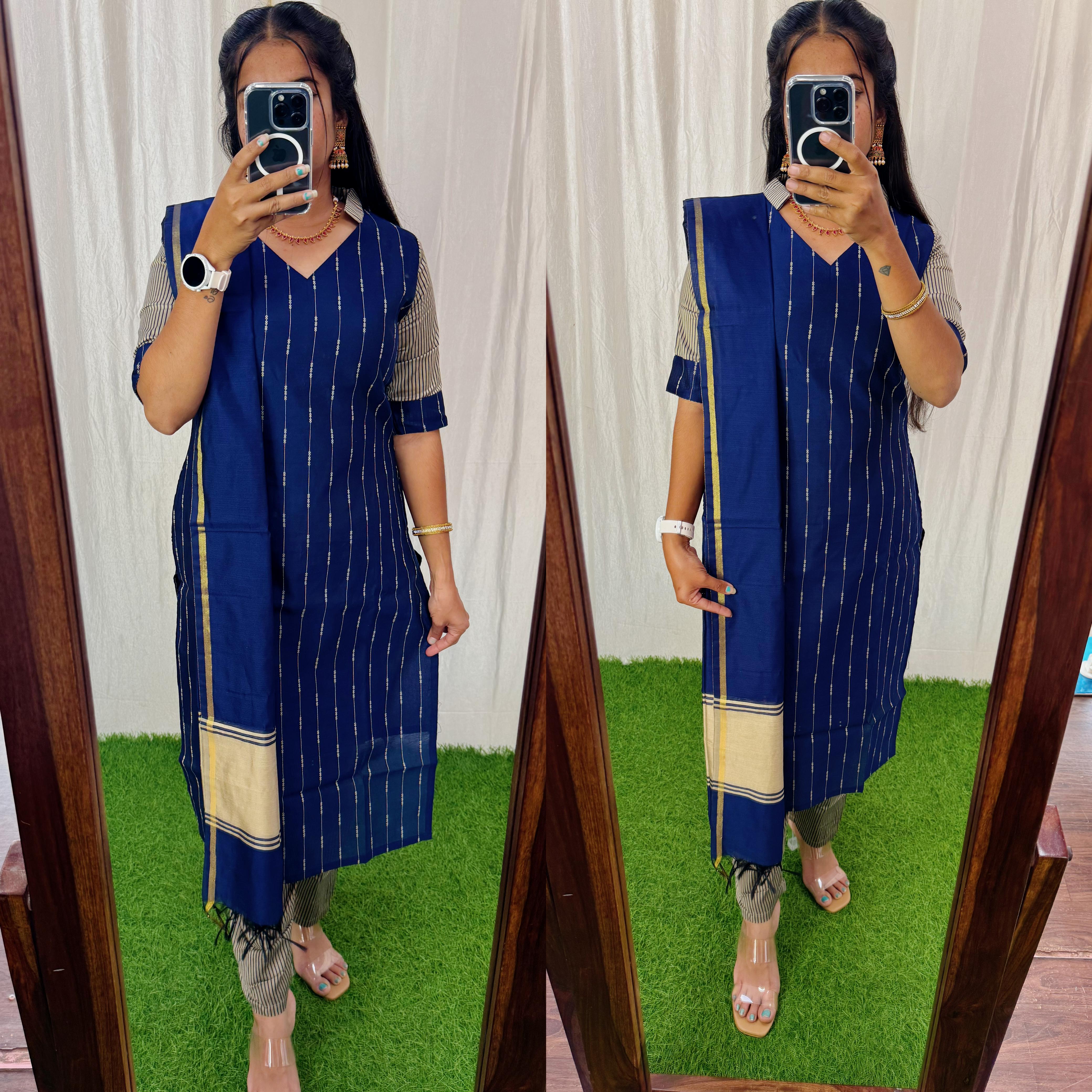 Premium Raw Silk Salwar Set-(Top,Bottom,Duppatta)-Non Feeding Only