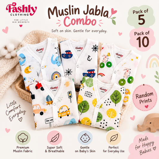 White Printed Muslin Jablas (Pack of 5 | Pack of 10)