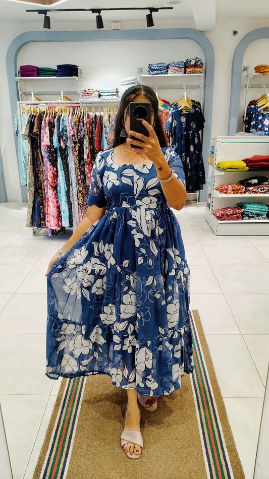 Centre Zip Georgette Maxi With Lining