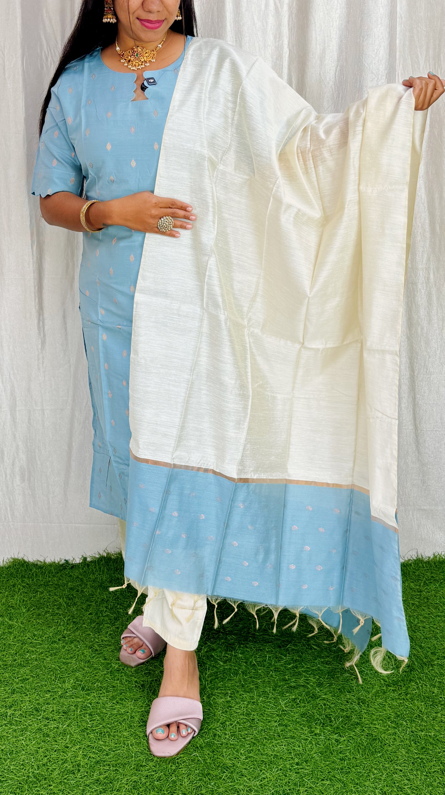 Premium Raw Silk Salwar Set-(Top,Bottom,Duppatta)-Non Feeding Only FC0312