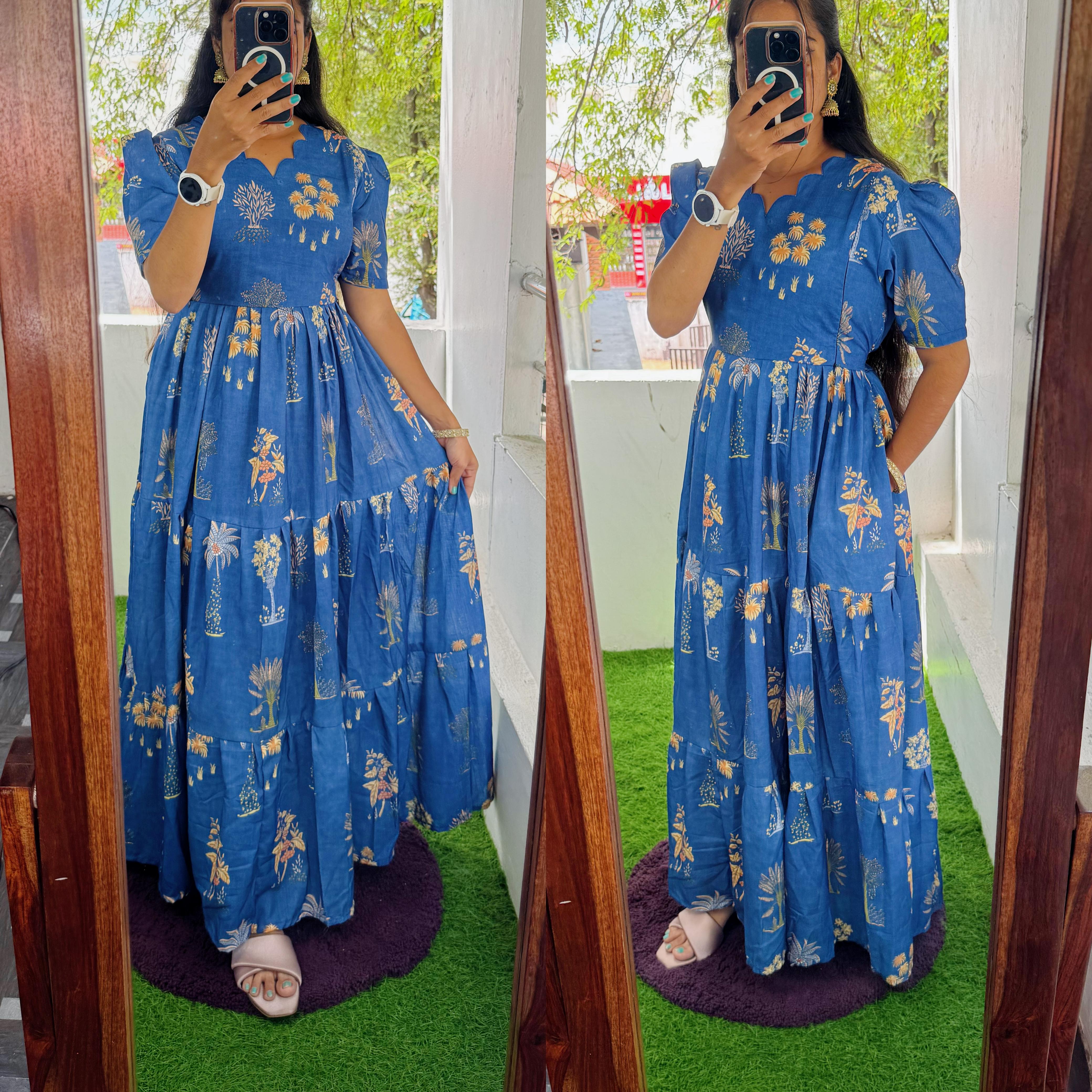 Feeding/Non Feeding Premium Linen Digital Printed Maxi ( with cotton Lining ) Length 52 inch