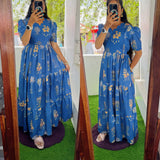 Feeding/Non Feeding Premium Linen Digital Printed Maxi ( with cotton Lining ) Length 52 inch