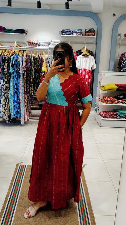 Premium Raw Silk Festive Maxi with Lining Non Feeding Only