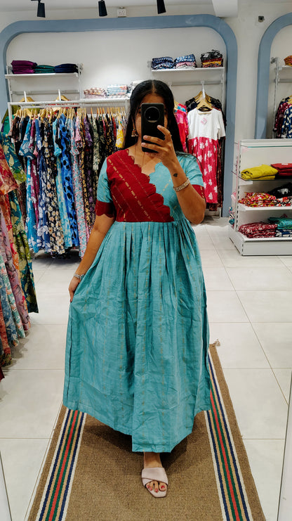 Premium Raw Silk Festive Maxi with Lining Non Feeding Only