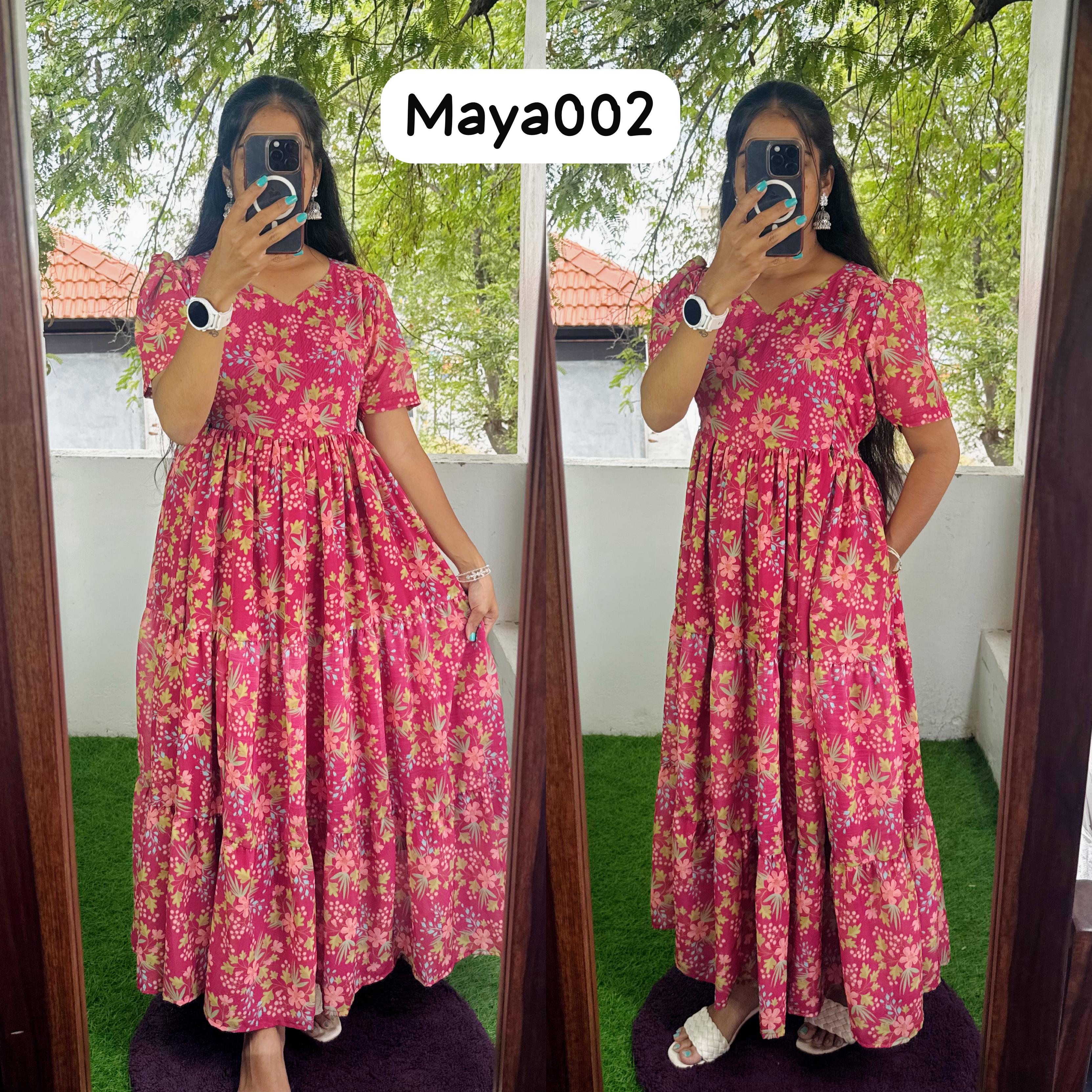 Maya Maxi-Feeding/Non feeding-Premium Heavy quality Georgette 3-Tier Maxi (With Lining)
