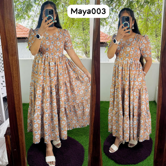 Maya Maxi-Feeding Premium Heavy quality Georgette 3-Tier Maxi (With Lining) FC0243