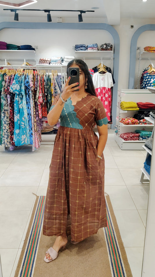 Premium Raw Silk Festive Maxi with Lining Non Feeding Only